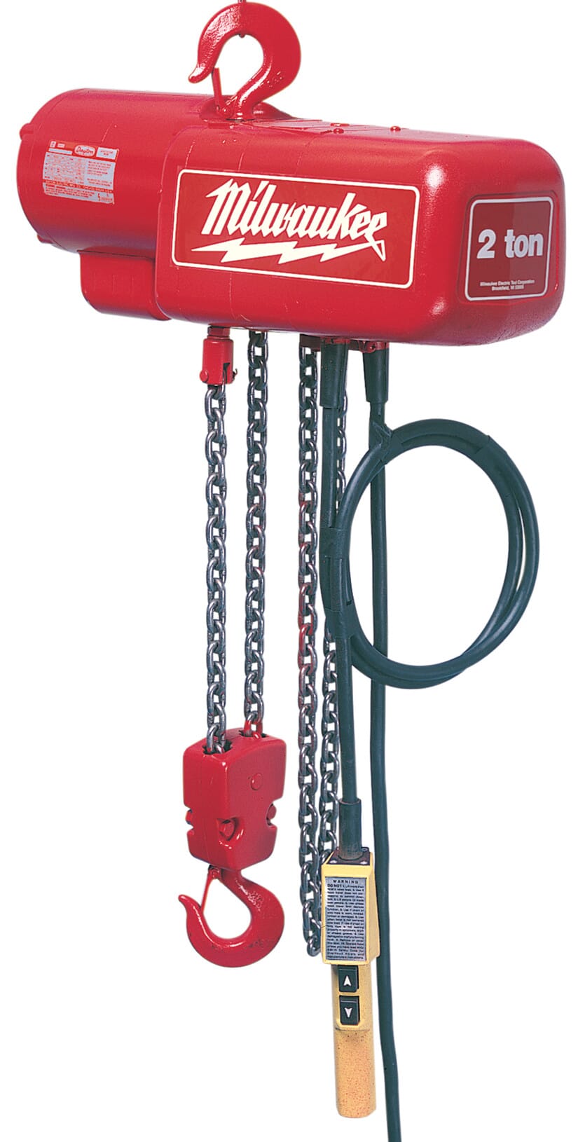 Milwaukee® 9560 1-Phase Lightweight Electric Chain Hoist, 0.5 ton Load, 10 ft H Lifting, 1/2 hp Power Rating, 115 to 230 VAC